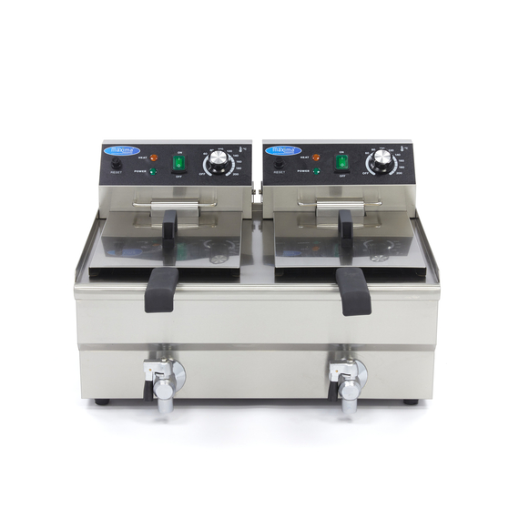 Maxima Gastro Fritteuse - 2 x 10 l - 2 Körbe - mit Ablasshahn