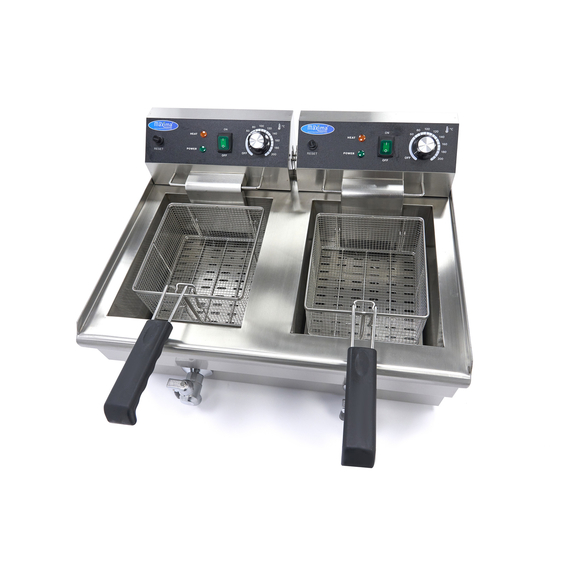 Maxima Gastro Fritteuse - 2 x 13 l - 2 Körbe - mit Ablasshahn