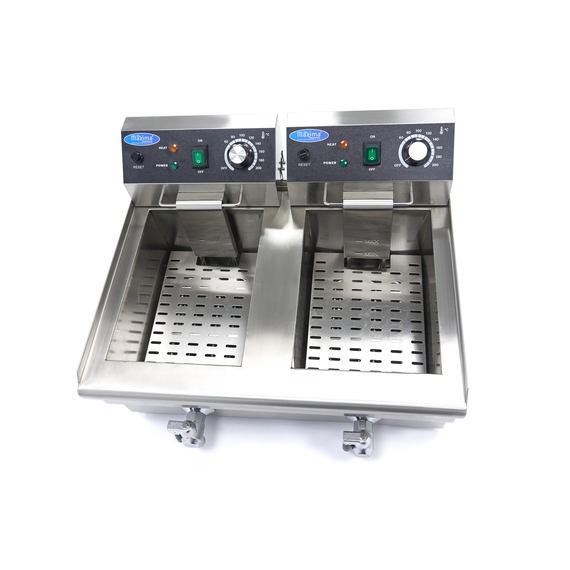 Maxima Gastro Fritteuse - 2 x 10 l - 2 Körbe - mit Ablasshahn