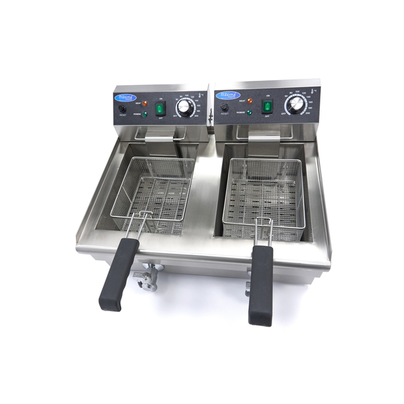 Maxima Gastro Fritteuse - 2 x 10 l - 2 Körbe - mit Ablasshahn