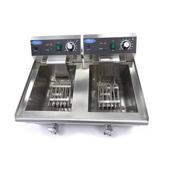 Maxima Gastro Fritteuse - 2 x 13 l - 2 Körbe - mit Ablasshahn