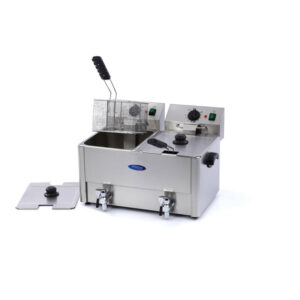 Maxima Gastro Fritteuse - 2 x 8 l - 2 Körbe - mit Ablasshahn