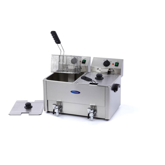 Maxima Gastro Fritteuse - 2 x 8 l - 2 Körbe - mit Ablasshahn