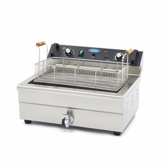 Maxima Gastro Fritteuse - 20 l - 1 Korb - mit Ablasshahn