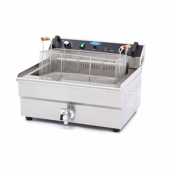 Maxima Gastro Fritteuse - 30 l - 1 Korb - mit Ablasshahn