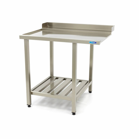 Maxima Gastro Geschirrspültisch - 120 x 75 cm - links - mit Backsplash und Lagerregal