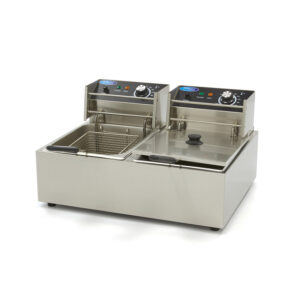 Maxima Gastro Fritteuse - 2 x 6 l - 2 Körbe - Bis zu 2,4 kg Pommes Frites