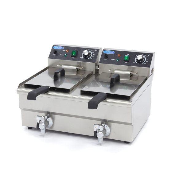 Maxima Gastro Fritteuse - 2 x 10 l - 2 Körbe - mit Ablasshahn