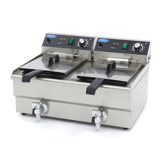Maxima Gastro Fritteuse - 2 x 13 l - 2 Körbe - mit Ablasshahn