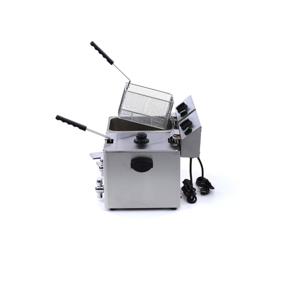 Maxima Gastro Fritteuse - 2 x 8 l - 2 Körbe - mit Ablasshahn