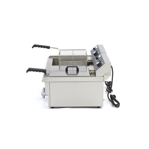 Maxima Gastro Fritteuse - 2 x 16 l - 2 Körbe - mit Ablasshahn