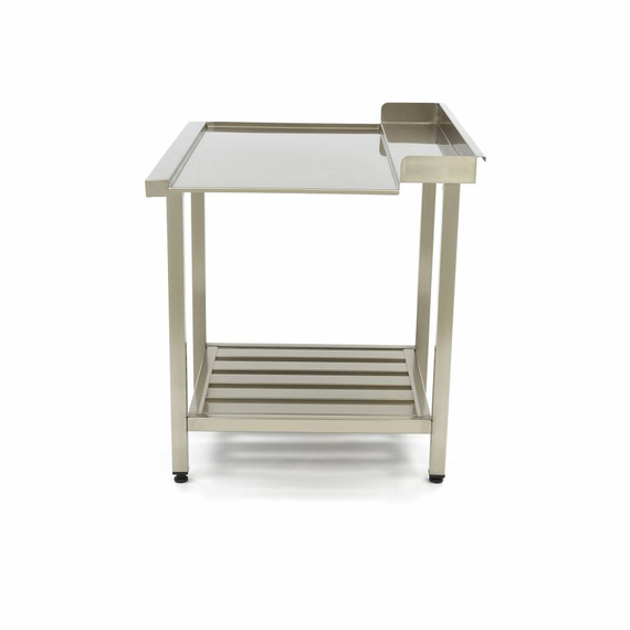 Maxima Gastro Geschirrspültisch - 70 x 75 cm - links - mit Backsplash und Lagerregal