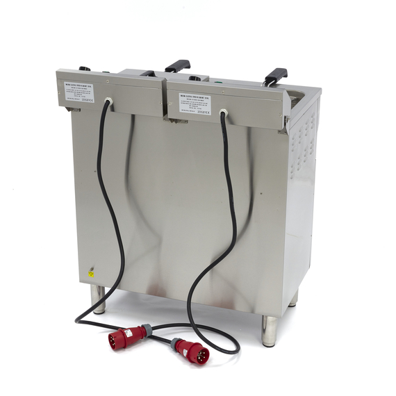 Maxima Gastro Fritteuse - 2 x 16 l - 2 Körbe - mit Ablasshahn und Ständer - 400V