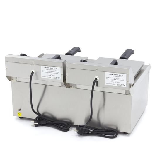 Maxima Gastro Fritteuse - 2 x 13 l - 2 Körbe - mit Ablasshahn