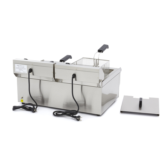 Maxima Gastro Fritteuse - 2 x 16 l - 2 Körbe - mit Ablasshahn
