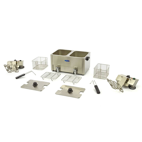 Maxima Gastro Fritteuse - 2 x 8 l - 2 Körbe - mit Ablasshahn