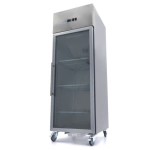 Maxima Gastro Gefrierschrank - 600 l - 3 Einstellbare Regale (2/1 GN) - Rostfreier Stahl - mit Glastür