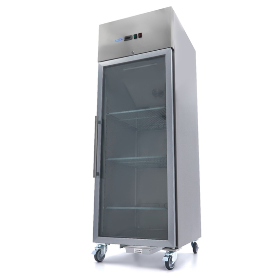 Maxima Gastro Gefrierschrank - 600 l - 3 Einstellbare Regale (2/1 GN) - Rostfreier Stahl - mit Glastür