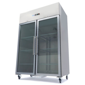 Maxima Gastro Kühlschrank - 1400 l - 6 Einstellbare Regale (2/1 GN) - Rostfreier Stahl - mit Glastüren