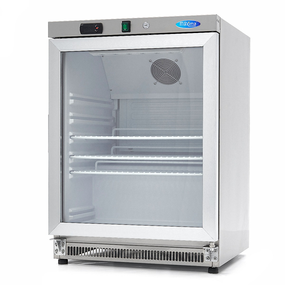 Maxima Gastro Kühlschrank - 200 l - Rostfreier Stahl - mit Glastür