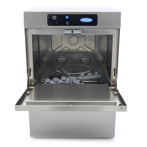 Maxima Gastro Gläserspülermaschine - 35 x 35 cm - mit Abfluss-, Spülenhilfe- und Seifenpumpen - Digital Anzeige - 230 V