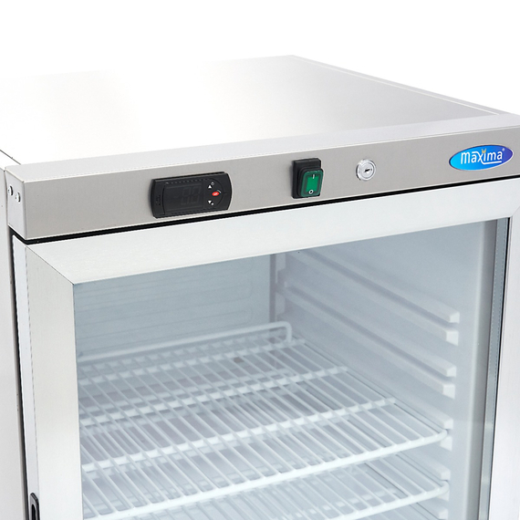 Maxima Gastro Kühlschrank - 200 l - Rostfreier Stahl - mit Glastür