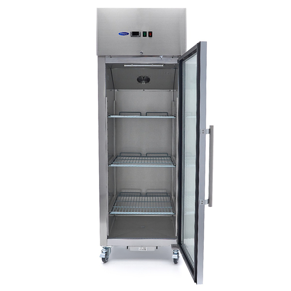 Maxima Gastro Kühlschrank - 600 l - 3 Einstellbare Regale (2/1 GN) - Rostfreier Stahl - mit Glastür