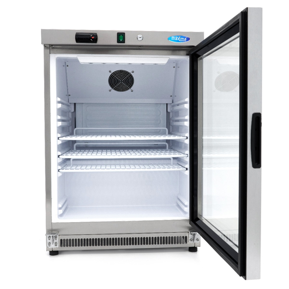 Maxima Gastro Kühlschrank - 200 l - Rostfreier Stahl - mit Glastür
