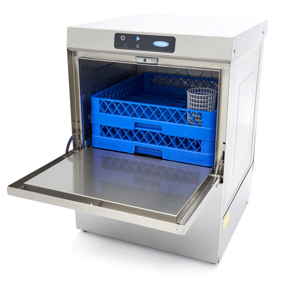 Maxima Gastro Geschirrspüler-Unterbau - 50 x 50 cm - mit Abfluss-, Spülenhilfe- und Seifenpumpen - Digital Anzeige - 230 V