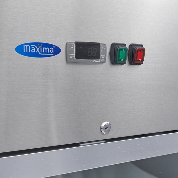 Maxima Gastro Gefrierschrank - 600 l - 3 Einstellbare Regale (2/1 GN) - Rostfreier Stahl - mit Glastür