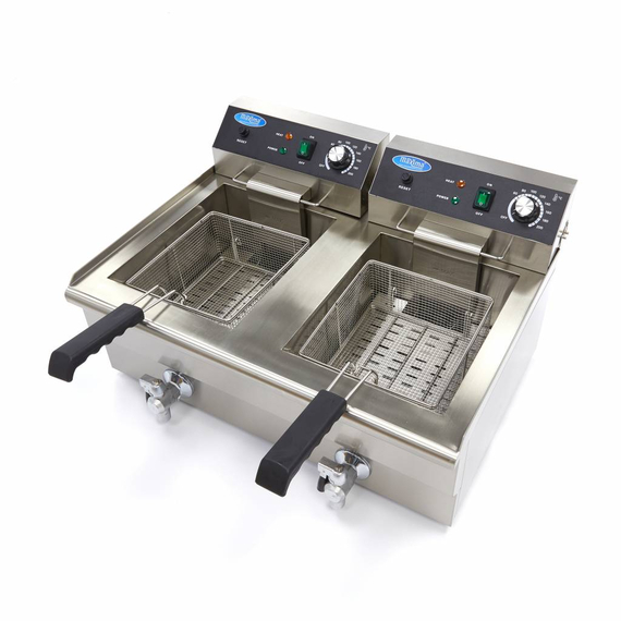 Maxima Gastro Fritteuse - 2 x 16 l - 2 Körbe - mit Ablasshahn