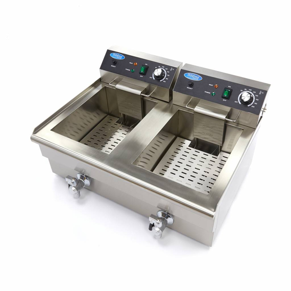 Maxima Gastro Fritteuse - 2 x 16 l - 2 Körbe - mit Ablasshahn